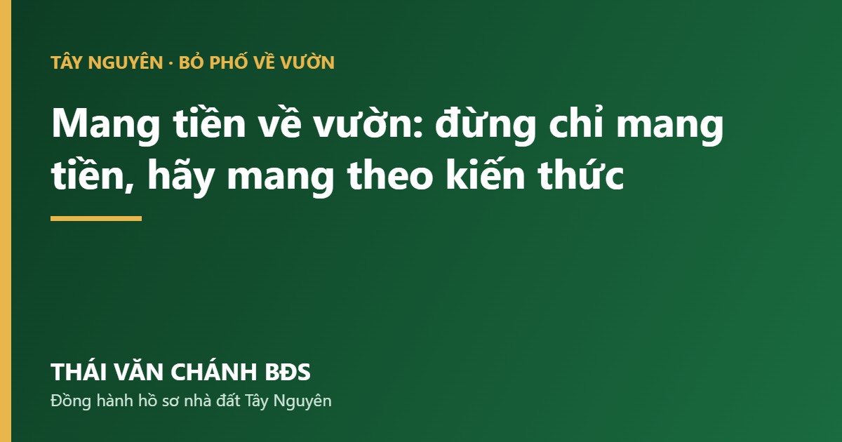 Mang tien ve vuon - Thai Van Chanh BDS